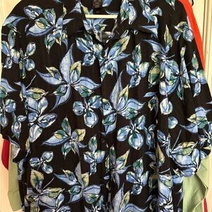 Black and Blue Floral Casual Button Down Shirtmend floral shirt